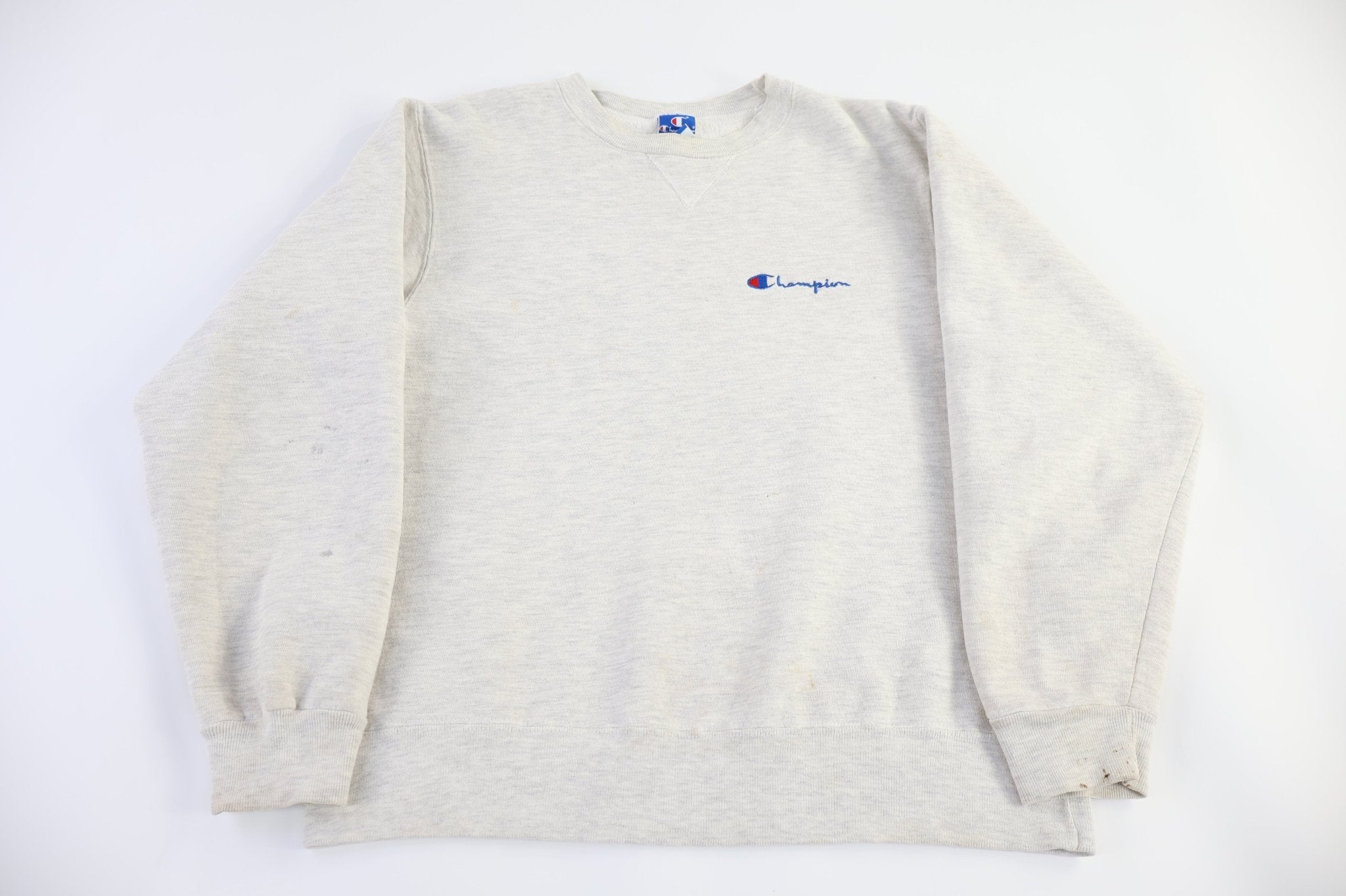 90's Champion Embroidered Logo Cream Sweatshirt - Sweatshirt - Thrifted Threads