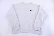 90's Champion Embroidered Logo Gray Blank Sweatshirt - Sweatshirt - Thrifted Threads