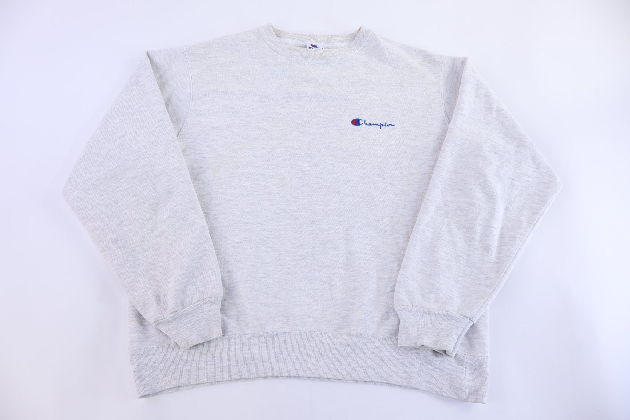 90's Champion Embroidered Logo Gray Blank Sweatshirt - Sweatshirt - Thrifted Threads