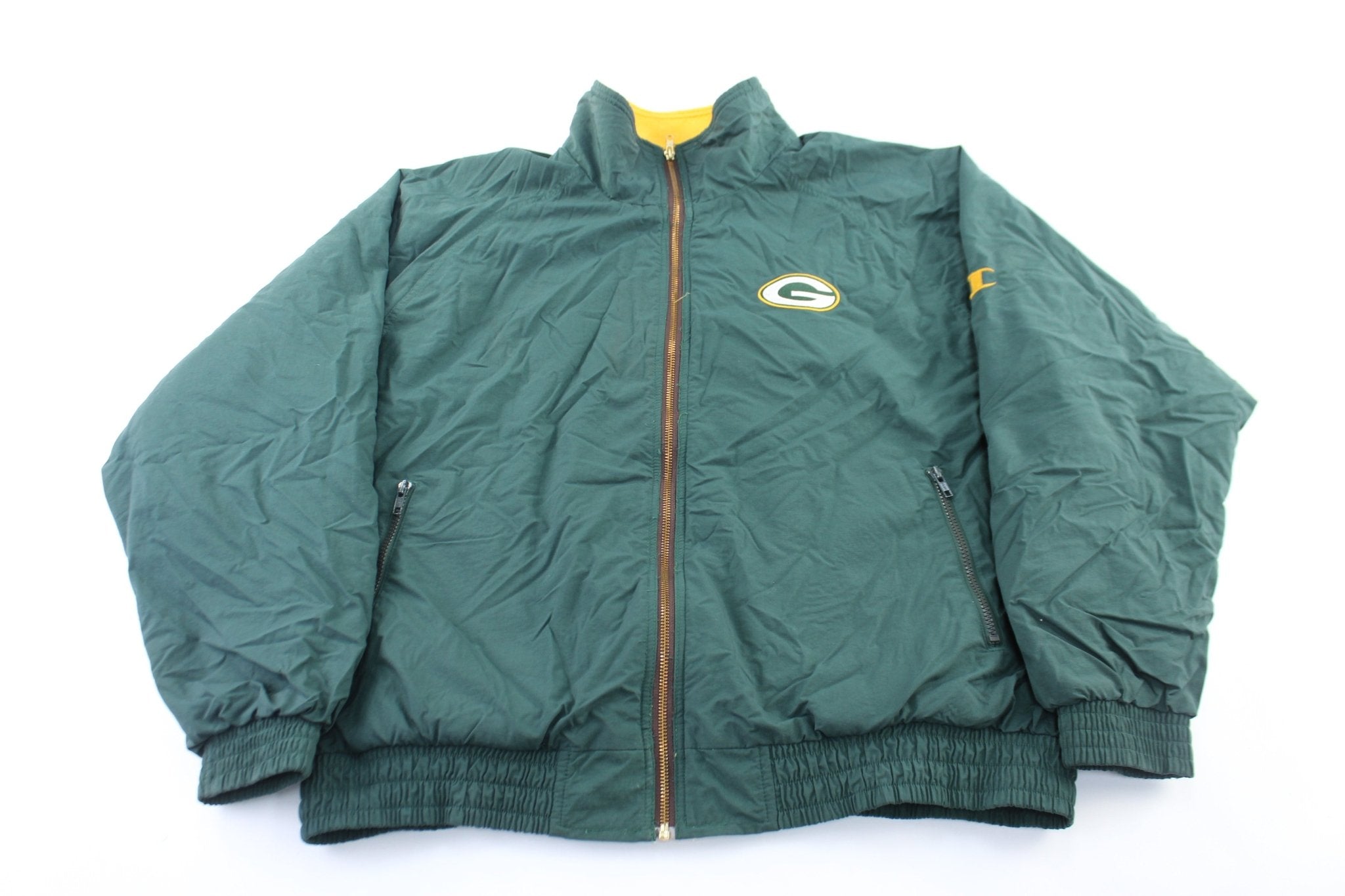 90’s Champion Embroidered Logo Green Bay Packers Zip Up Jacket - ThriftedThreads.com