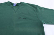90's Champion Embroidered Logo Green Blank Sweatshirt - Sweatshirt - Thrifted Threads