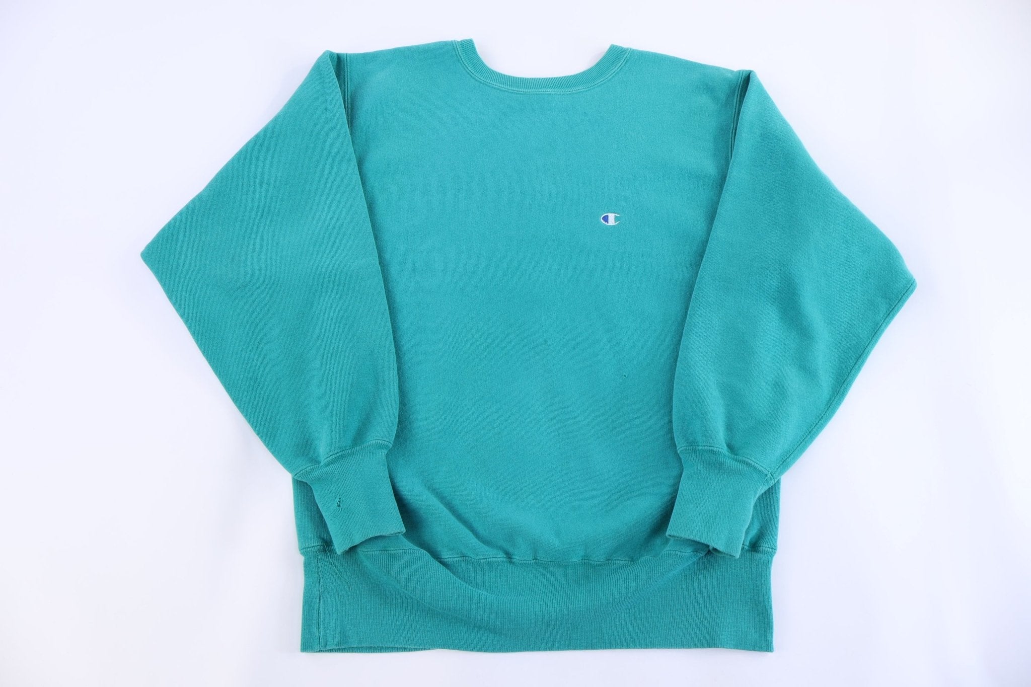 90's Champion Embroidered Logo Green Sweatshirt - Sweatshirt - Thrifted Threads