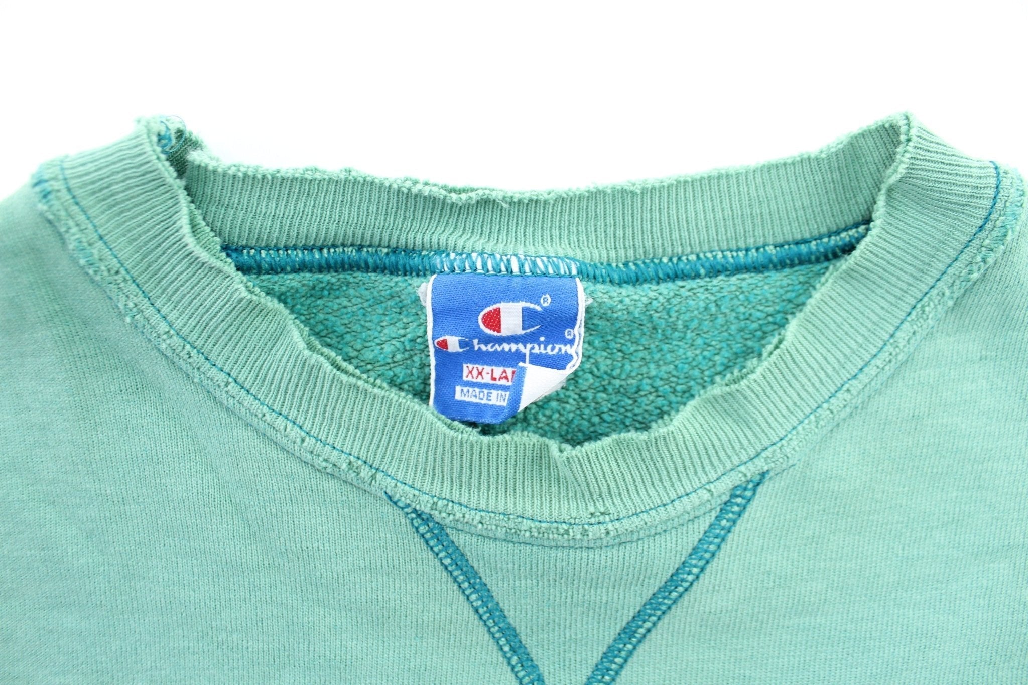 90's Champion Embroidered Logo Green Sweatshirt - Sweatshirts - Thrifted Threads