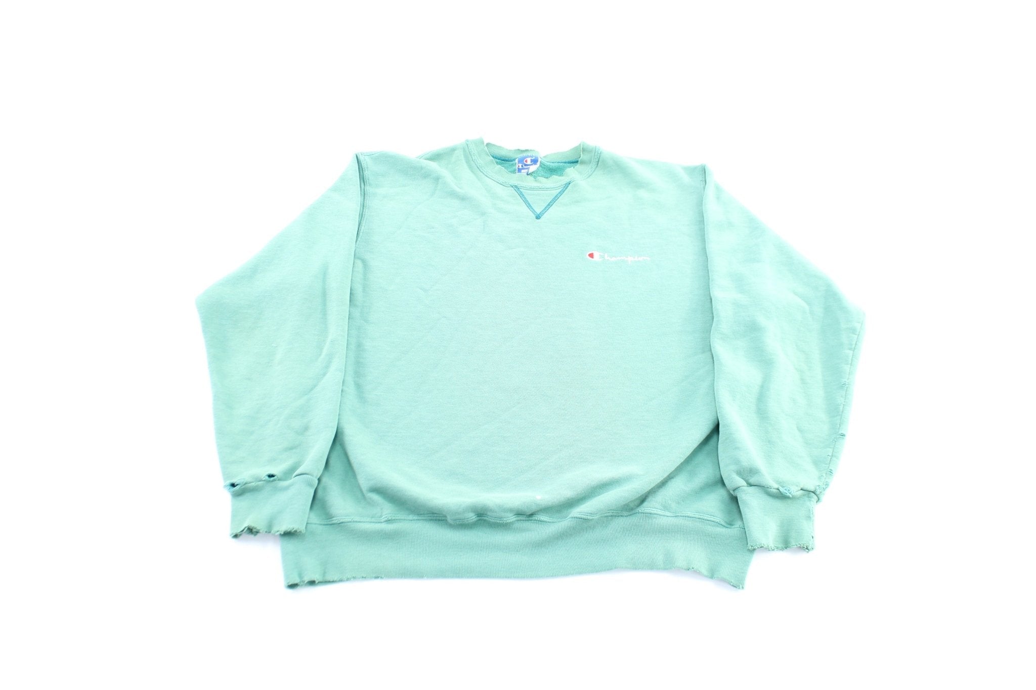 90's Champion Embroidered Logo Green Sweatshirt - Sweatshirts - Thrifted Threads