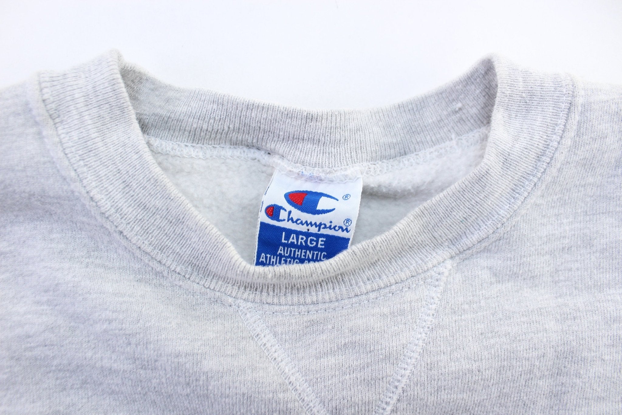 ThriftedThreads 90 s Champion Embroidered Logo Light Grey Sweatshirt