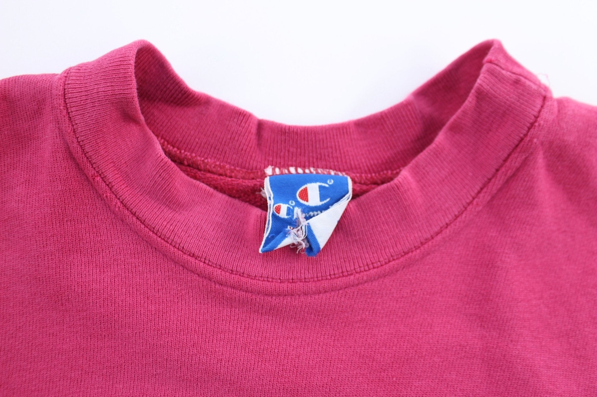 90's Champion Embroidered Logo Pink Sweatshirt - Sweatshirt - Thrifted Threads