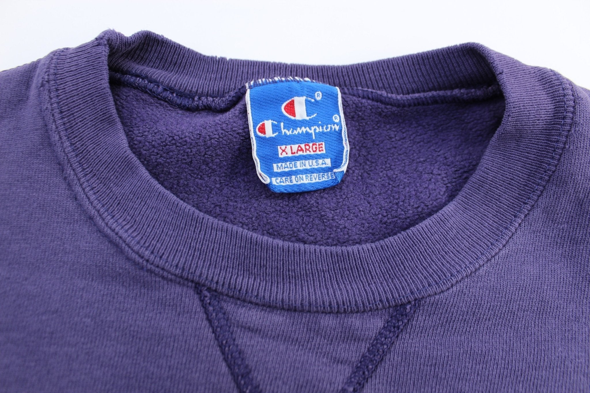 90's Champion Embroidered Logo Purple Sweatshirt - Sweatshirt - Thrifted Threads