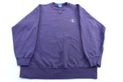 90's Champion Embroidered Logo Purple Sweatshirt - Sweatshirt - Thrifted Threads