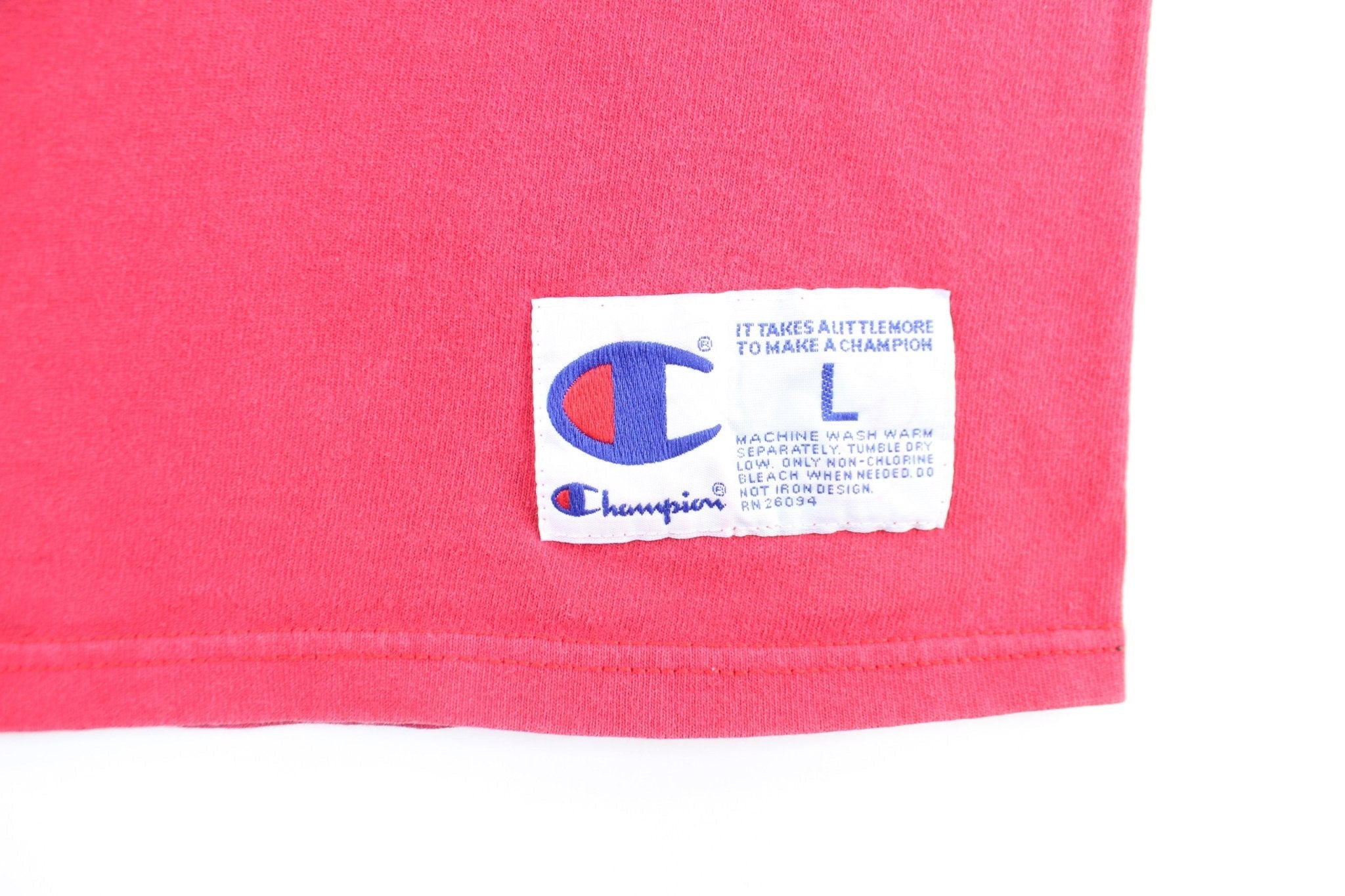 90's Champion Embroidered Logo Red Tank Top - ThriftedThreads.com