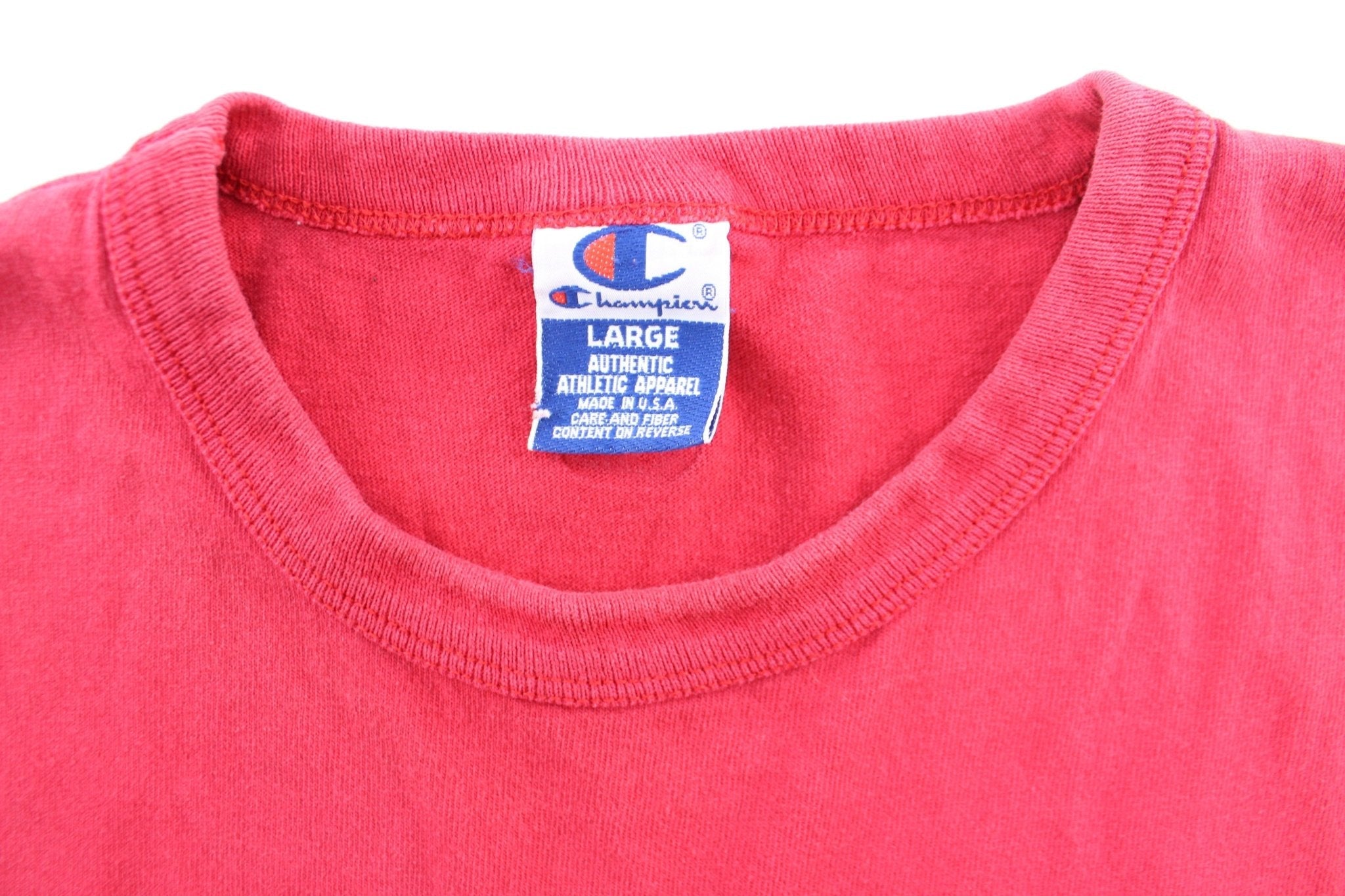 90's Champion Embroidered Logo Red Tank Top - ThriftedThreads.com