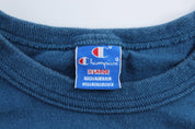 90's Champion Spellout Logo Blue T-Shirt - ThriftedThreads.com