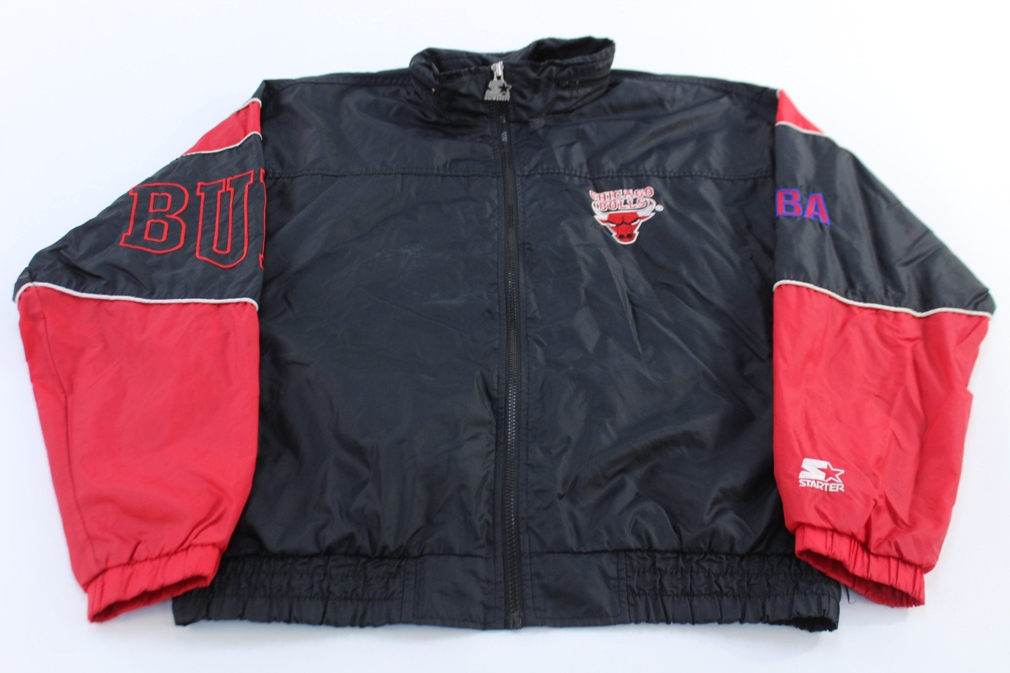 90's Chicago Bulls Basketball Embroidered Starter Zip Up Jacket - ThriftedThreads.com