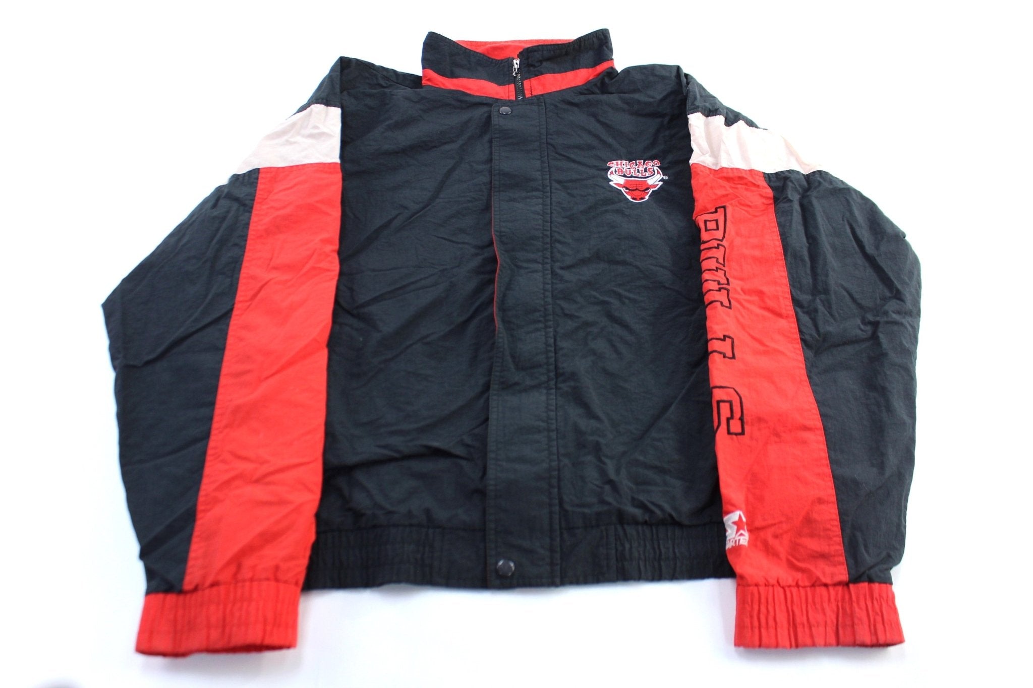 90's Chicago Bulls Embroidered Starter Zip Up Jacket - ThriftedThreads.com