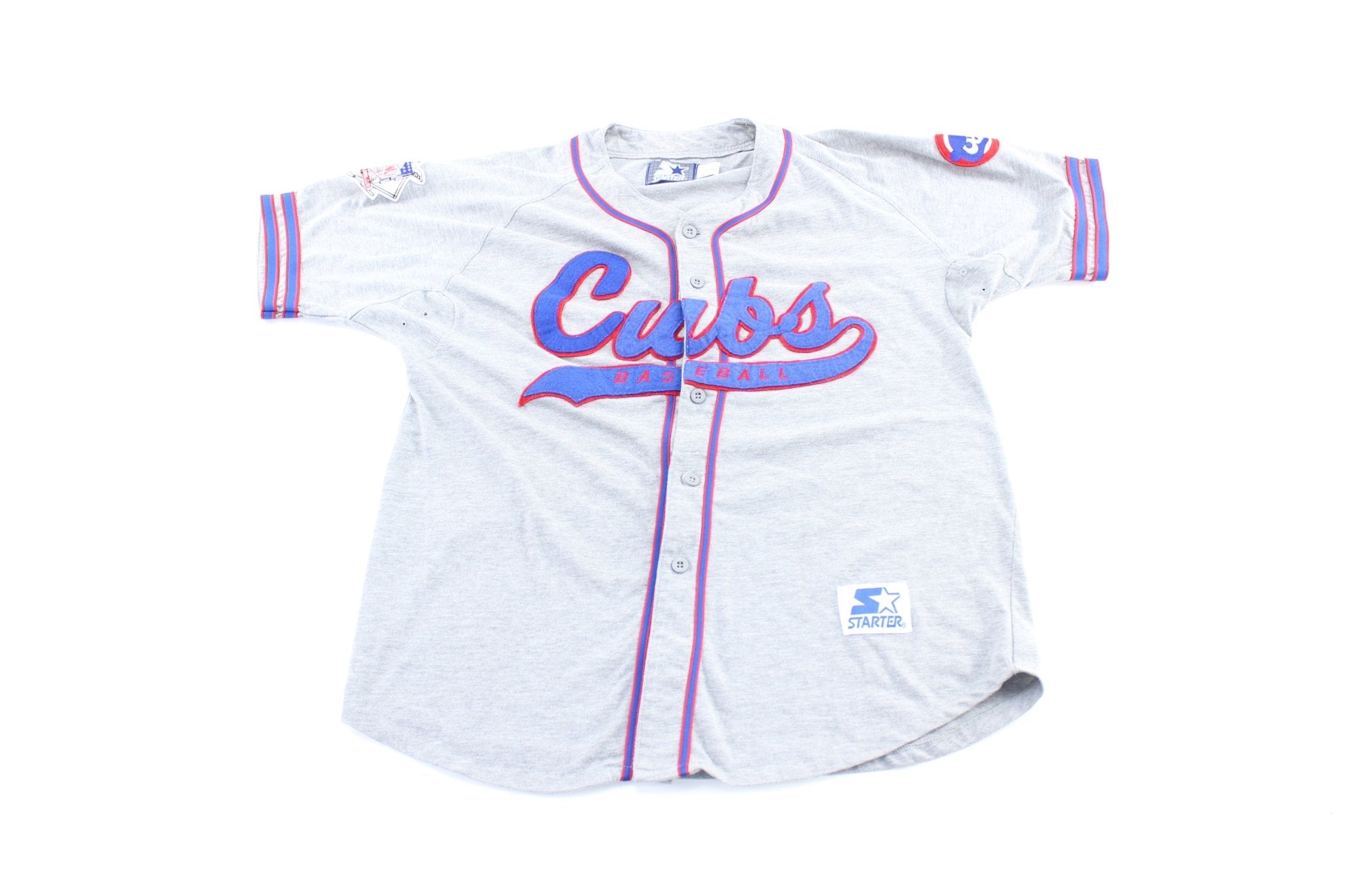 90's Chicago Cubs Embroidered Starter Baseball Jersey - ThriftedThreads.com