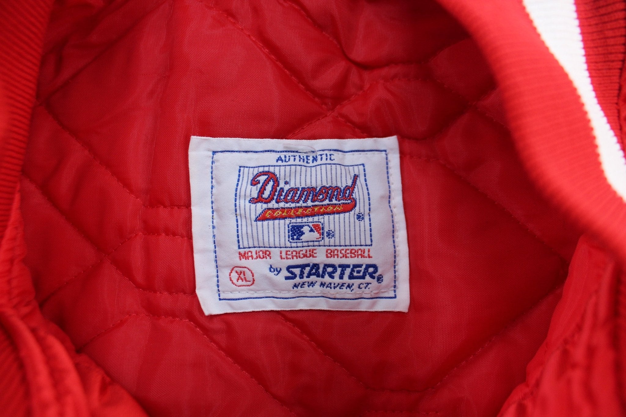 90's Cincinnati Reds Embroidered Starter Bomber Jacket - ThriftedThreads.com
