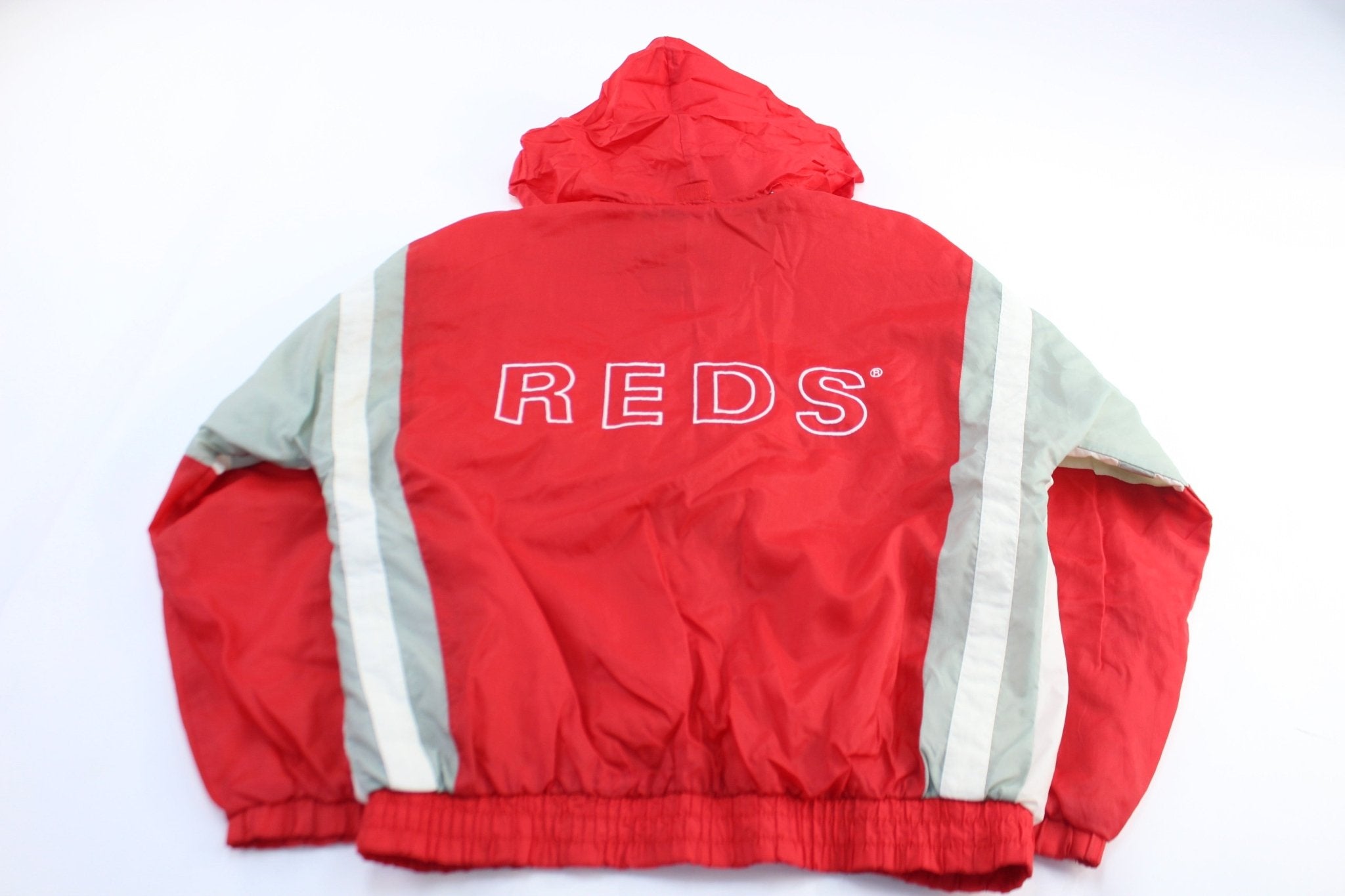 90's Cincinnati Reds Embroidered Starter Zip Up Jacket - ThriftedThreads.com