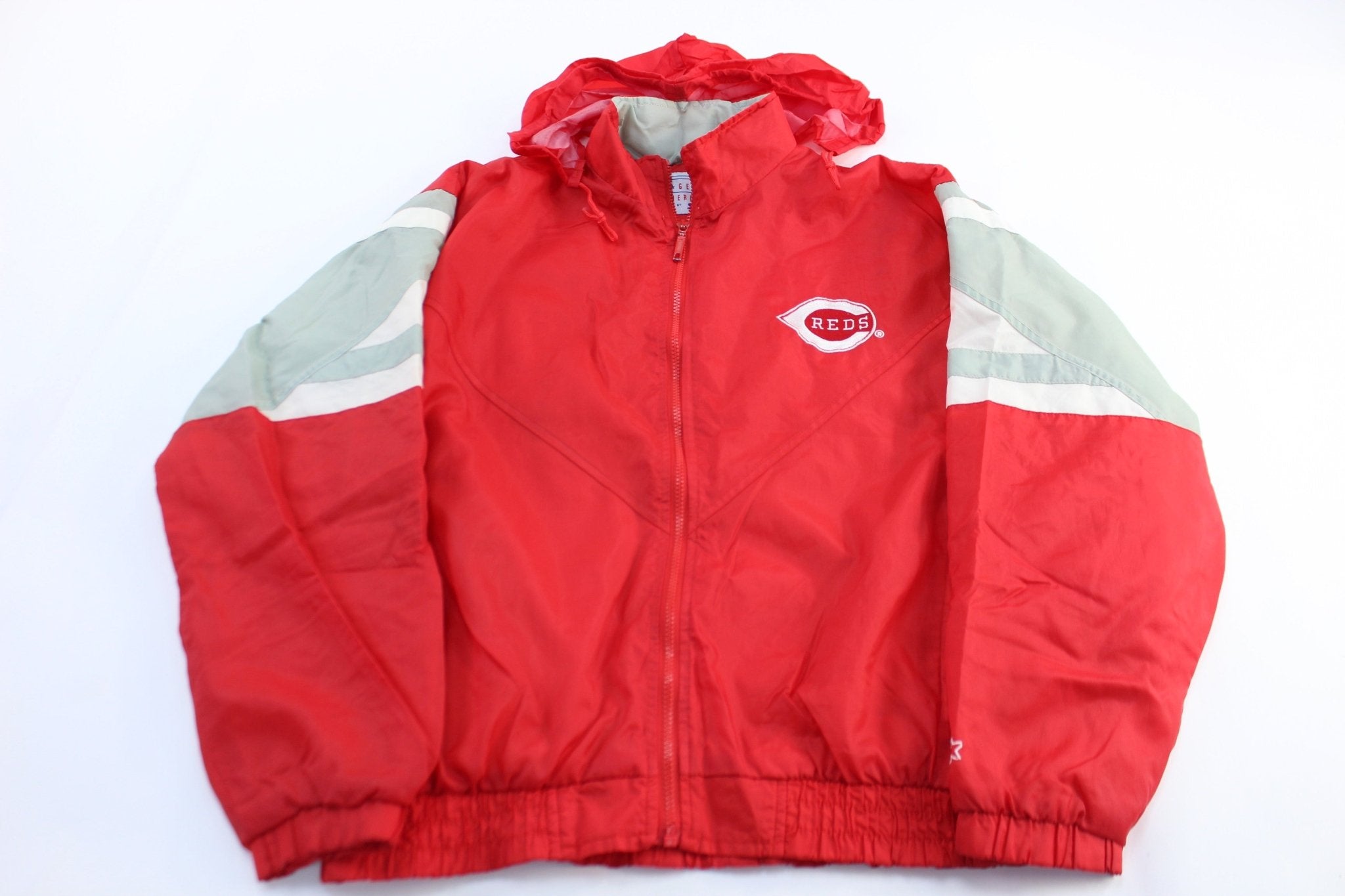 90's Cincinnati Reds Embroidered Starter Zip Up Jacket - ThriftedThreads.com