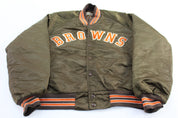 90's Cleveland Browns Embroidered Chalk Line Bomber Jacket - Jackets - Thrifted Threads