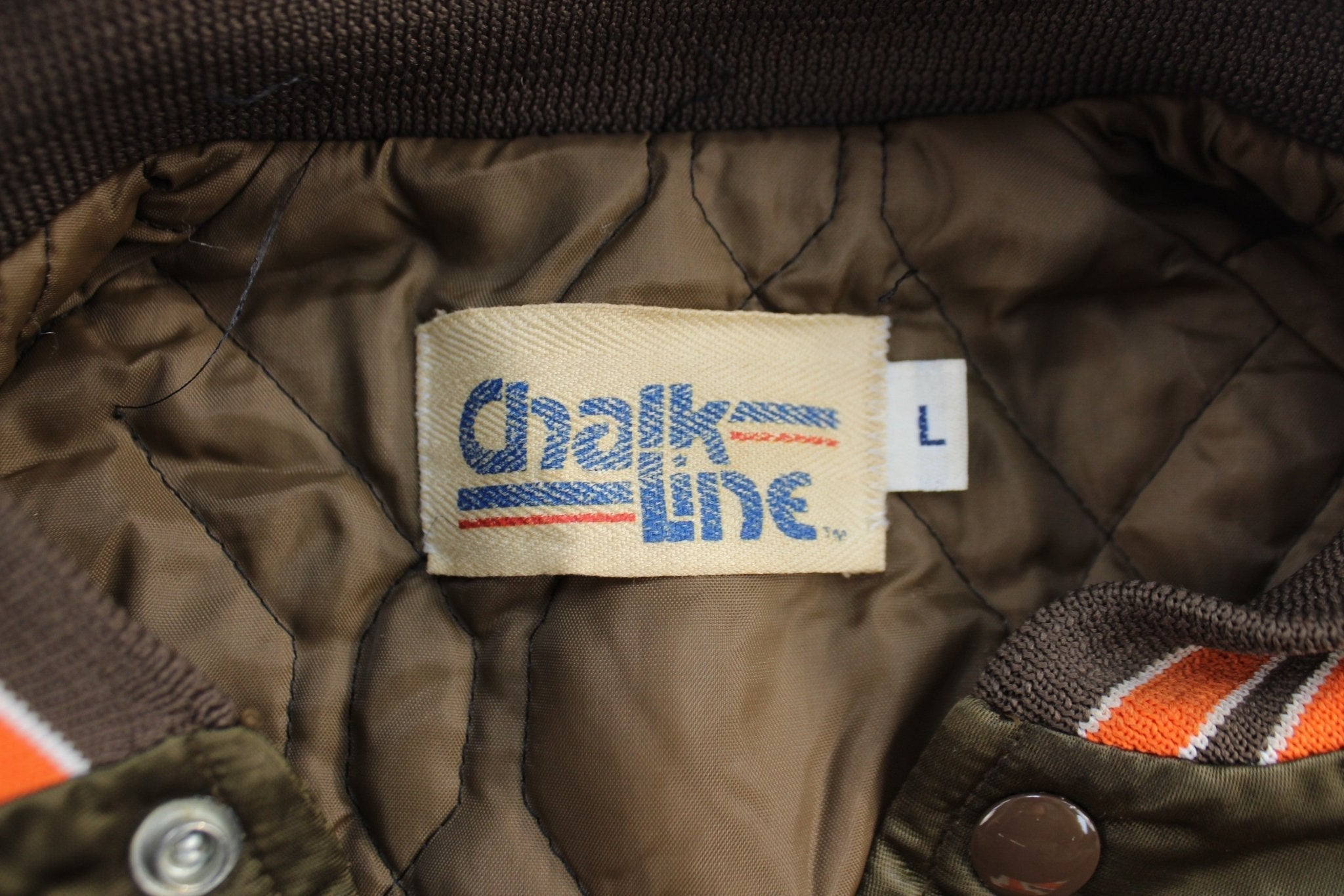 90's Cleveland Browns Embroidered Chalk Line Bomber Jacket - Jackets - Thrifted Threads