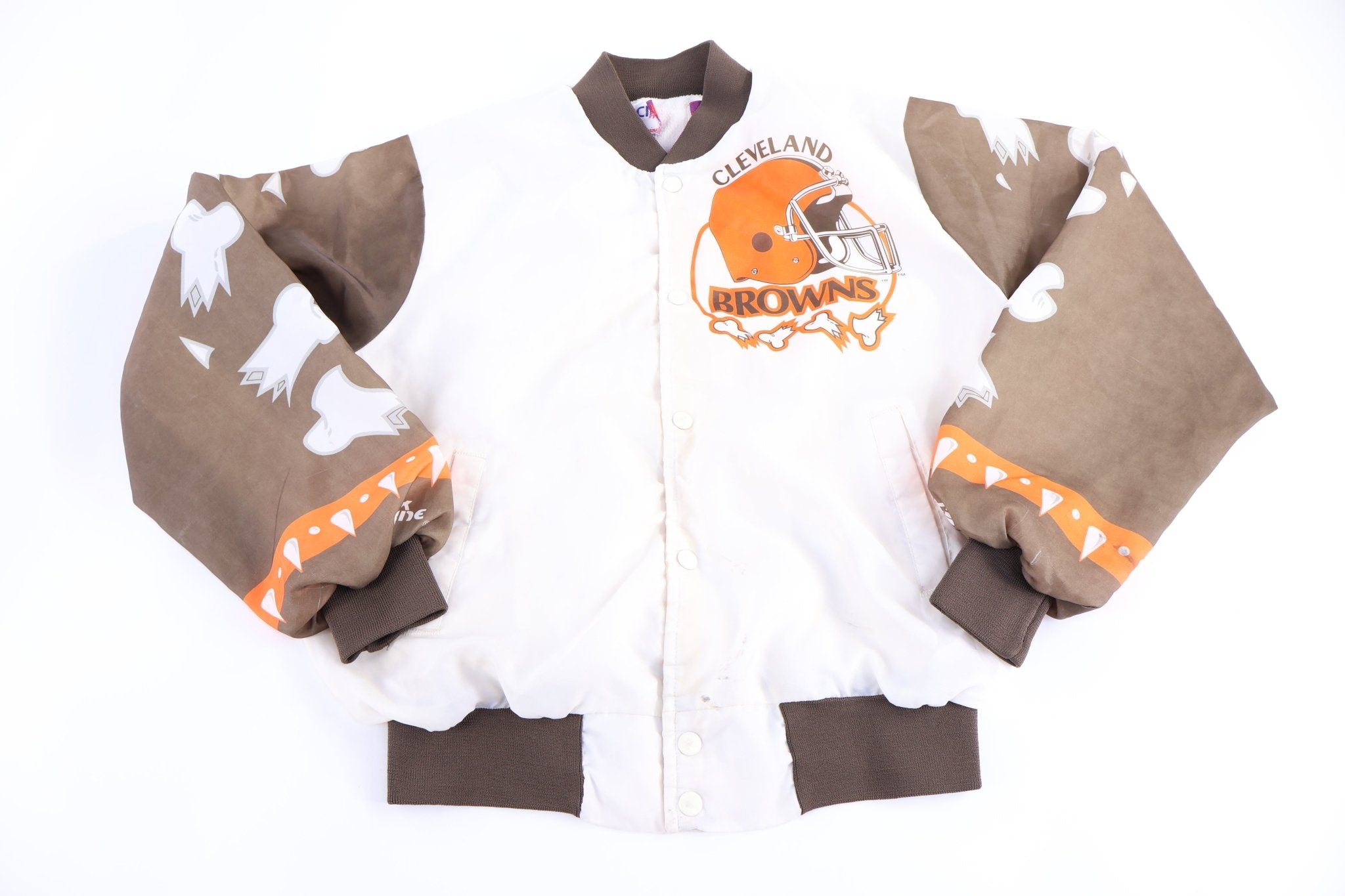90's Cleveland Browns Football Bomber Chalk Line Jacket - jacket - Thrifted Threads