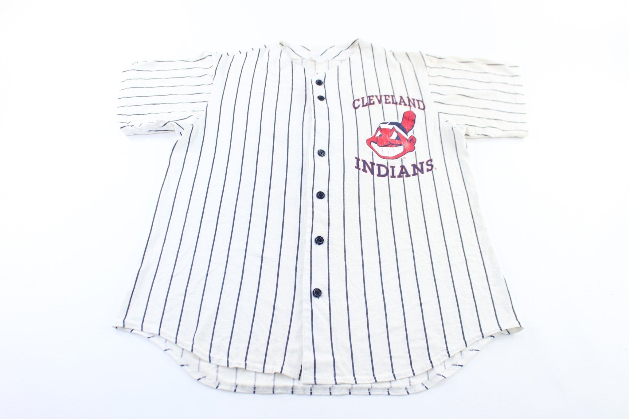 90's Cleveland Indians Jim Thome Pinstripe Jersey - ThriftedThreads.com