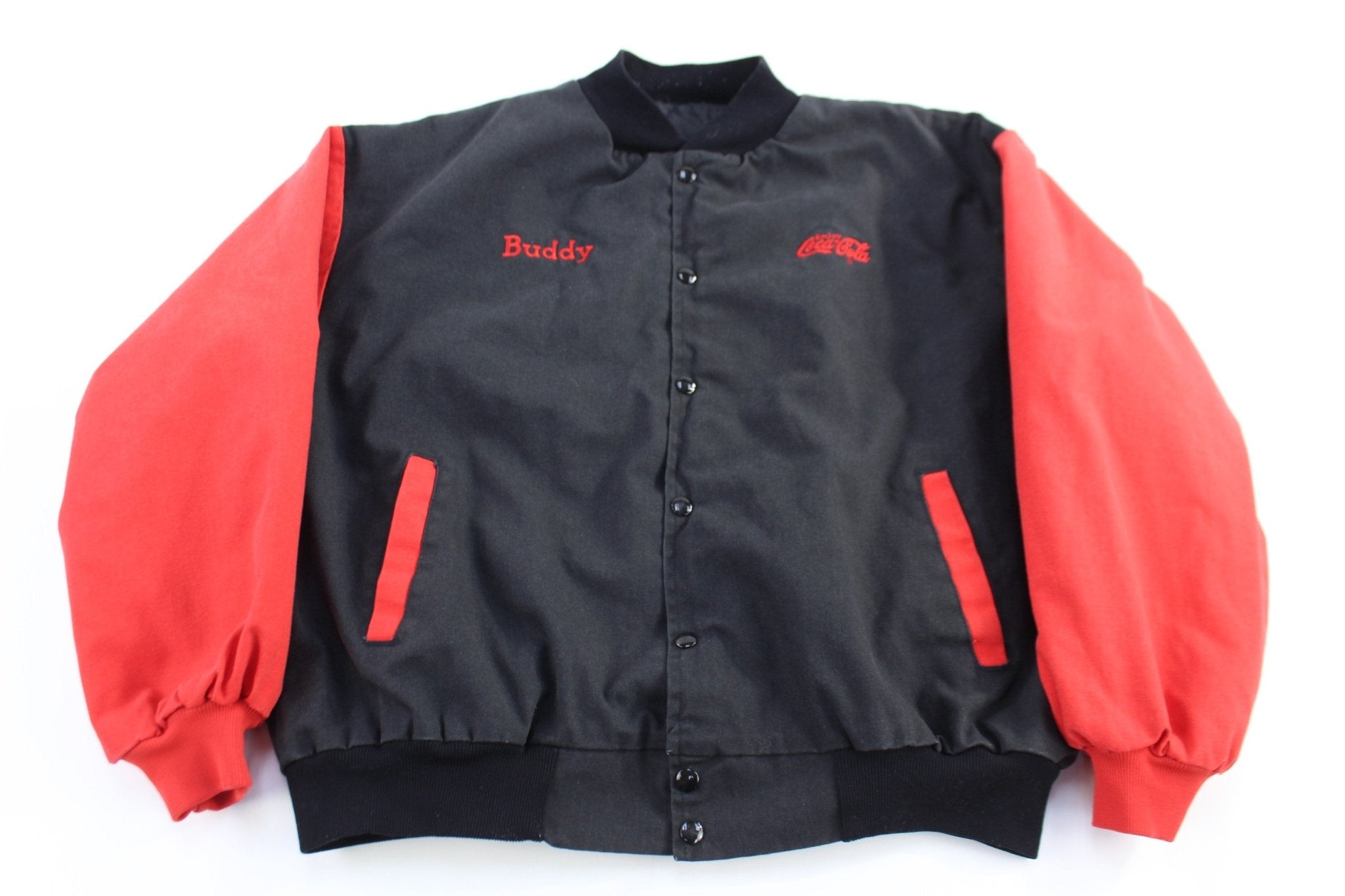 90's Coca-Cola Red & Black Bomber Jacket - Jacket - Thrifted Threads