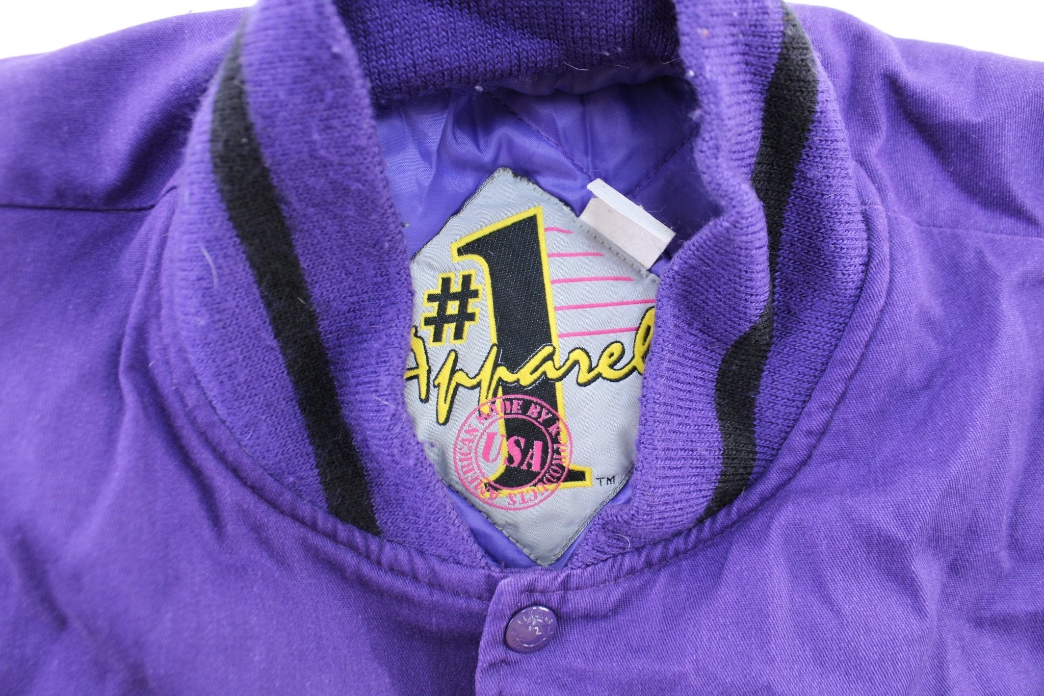 90's Colorado Rockies Embroidered Black & Purple Varsity Jacket - Jacket - Thrifted Threads