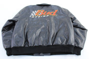 90's Dale Earnhardt Jr Bud Racing Black Leather Jacket - Jackets - Thrifted Threads