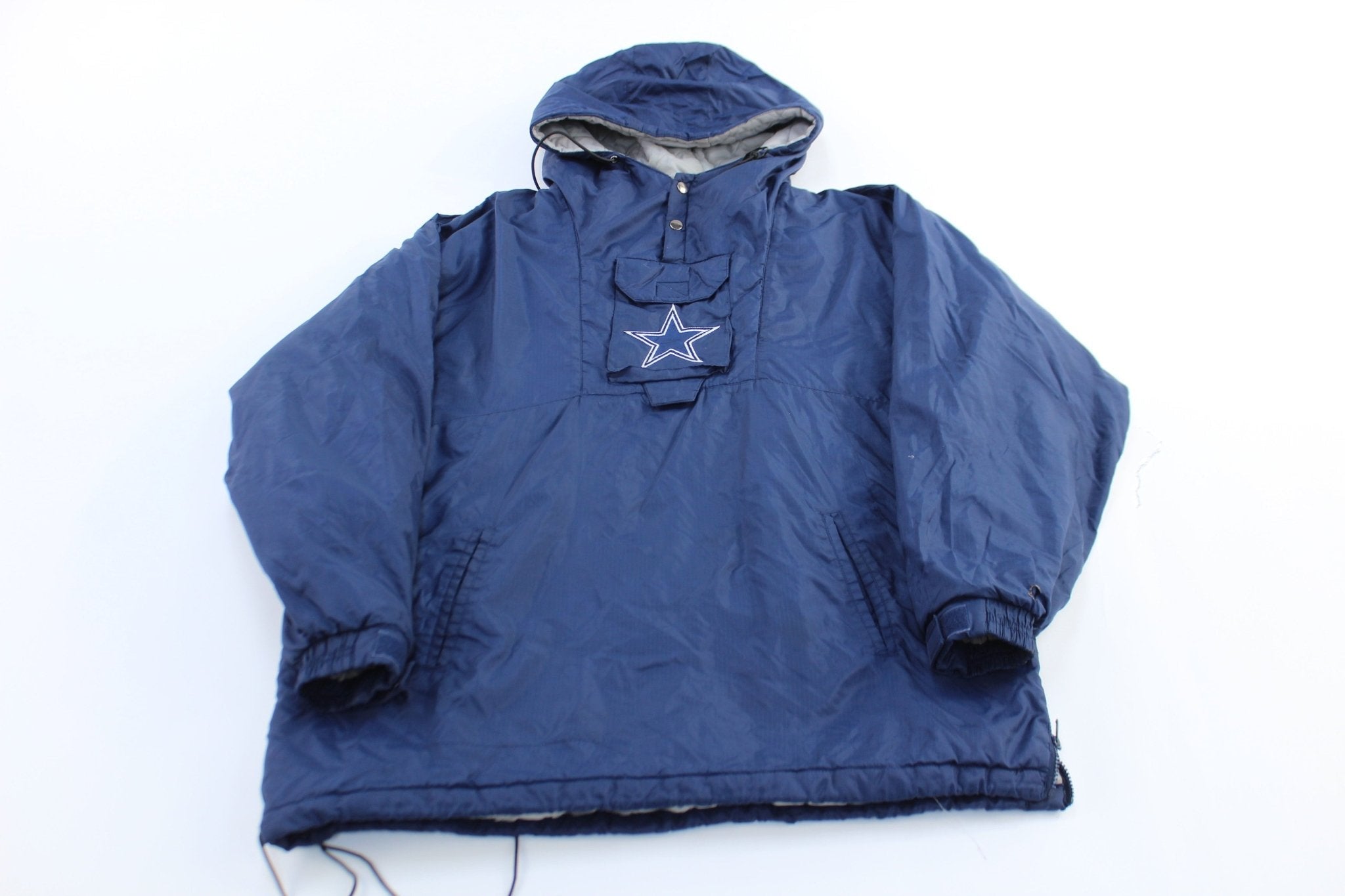 90's Dallas Cowboys Embroidered Hooded Jacket - Jackets - Thrifted Threads