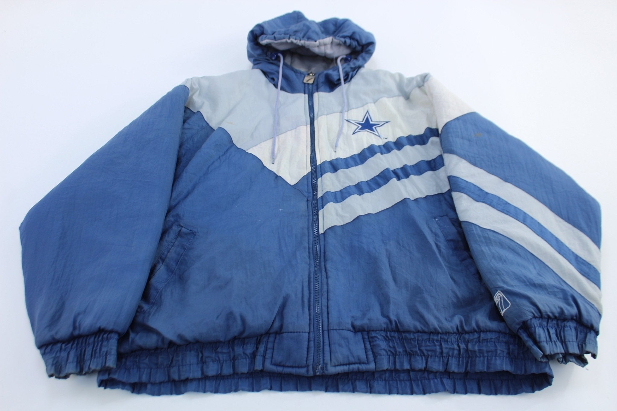 90's Dallas Cowboys Embroidered Log 7 Zip Up Jacket - Jackets - Thrifted Threads