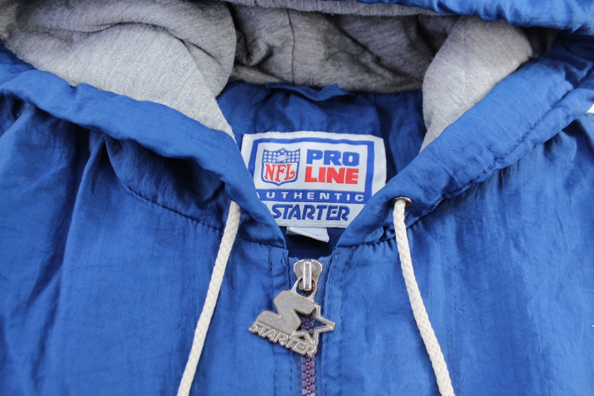 90's Dallas Cowboys Embroidered Starter Hooded Zip Up Jacket - Jacket - Thrifted Threads