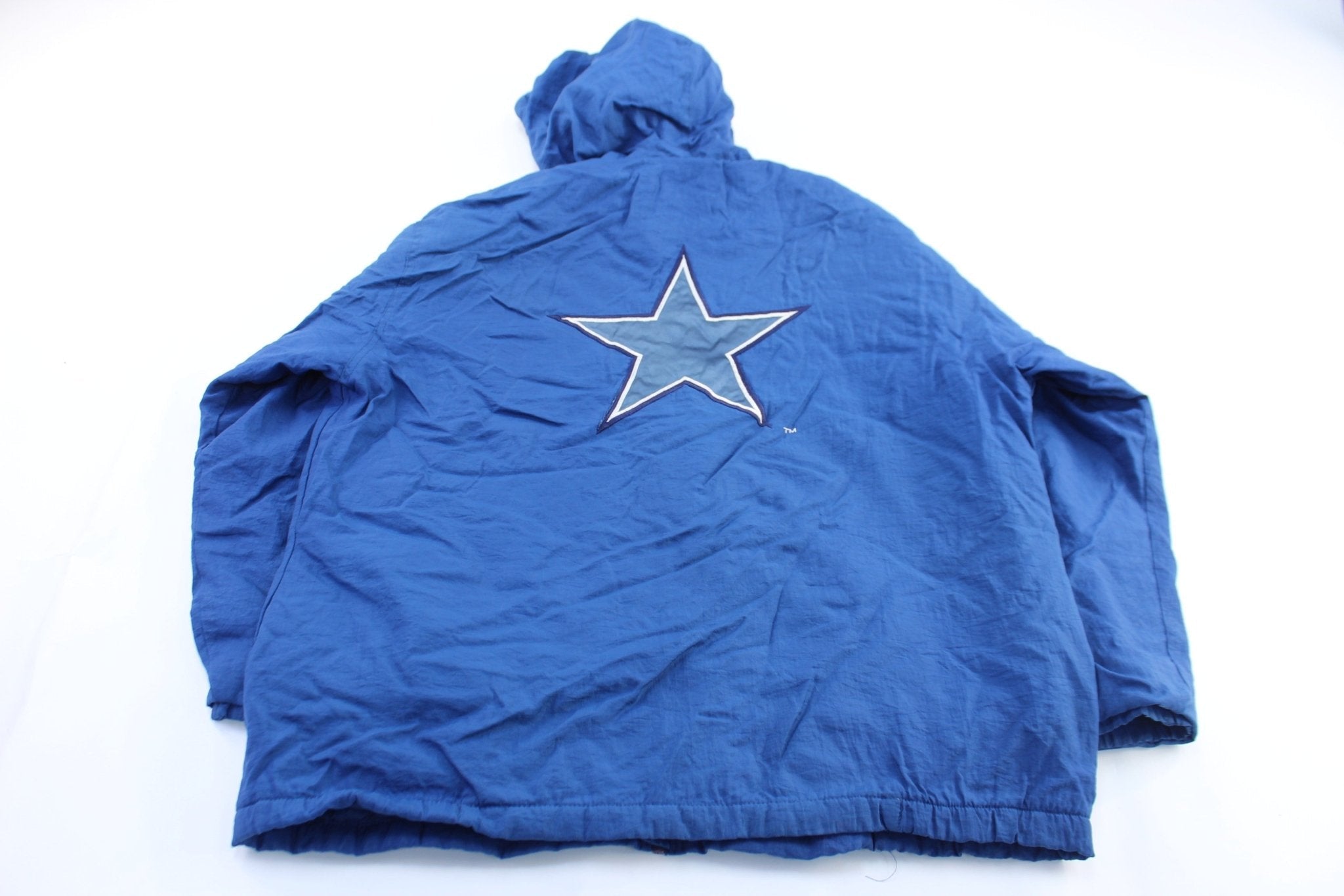 90's Dallas Cowboys Embroidered Starter Hooded Zip Up Jacket - Jacket - Thrifted Threads