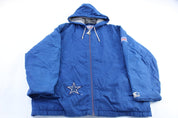 90's Dallas Cowboys Embroidered Starter Hooded Zip Up Jacket - Jacket - Thrifted Threads