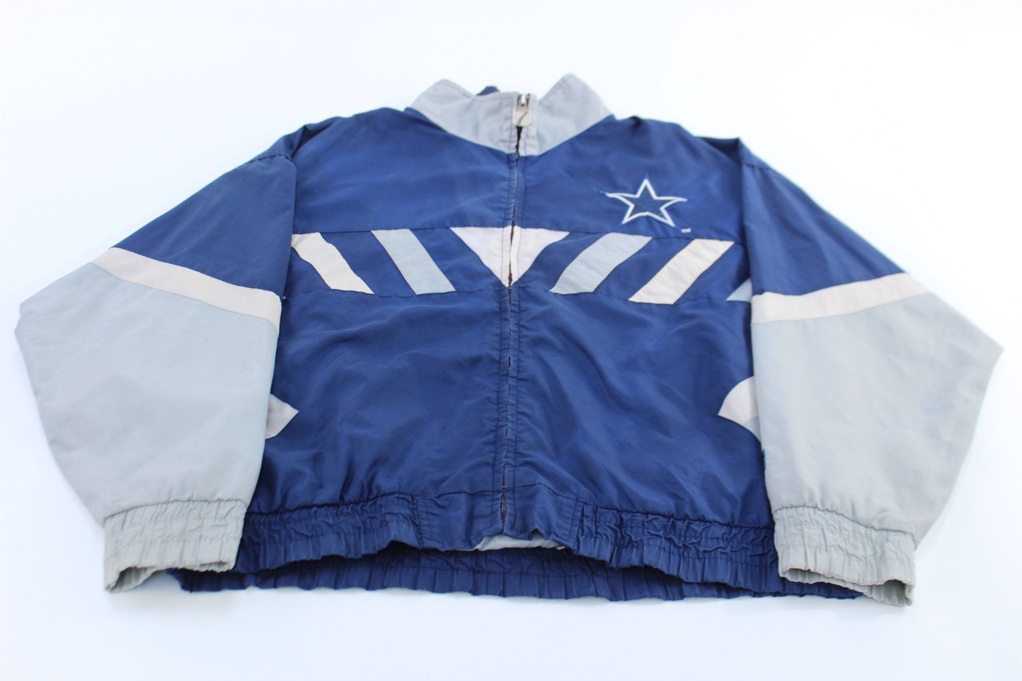 90's Dallas Cowboys Football Embroidered Logo 7 Zip Up Jacket - ThriftedThreads.com