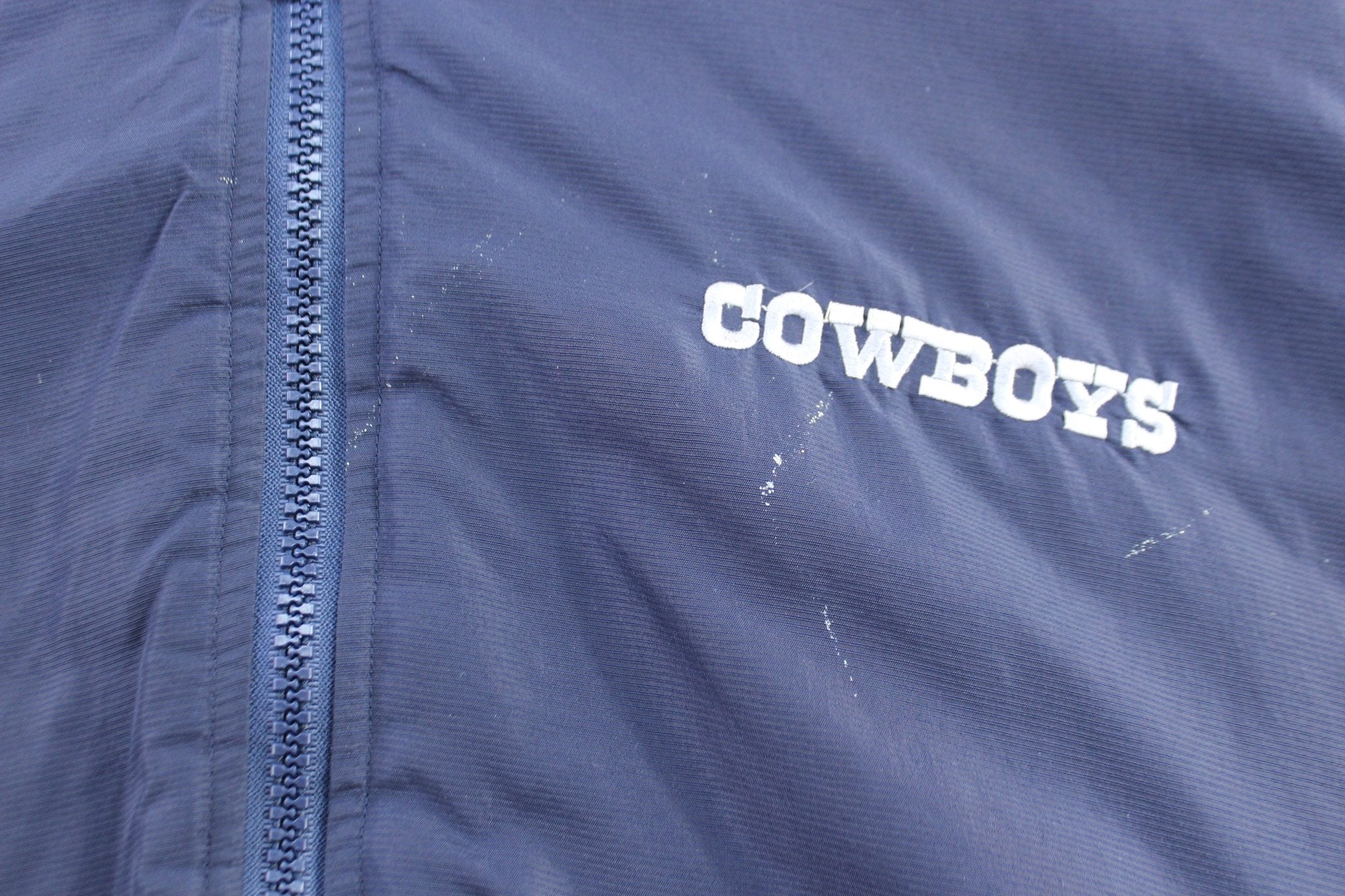 90's Dallas Cowboys Football Embroidered LogoAthletic Zip Up Jacket - ThriftedThreads.com
