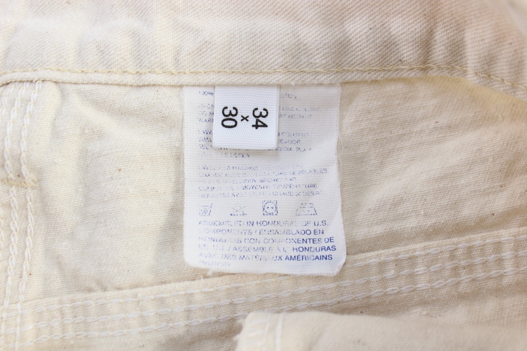 90’s Dickie's Logo Patch White Carpenter Pants - ThriftedThreads.com