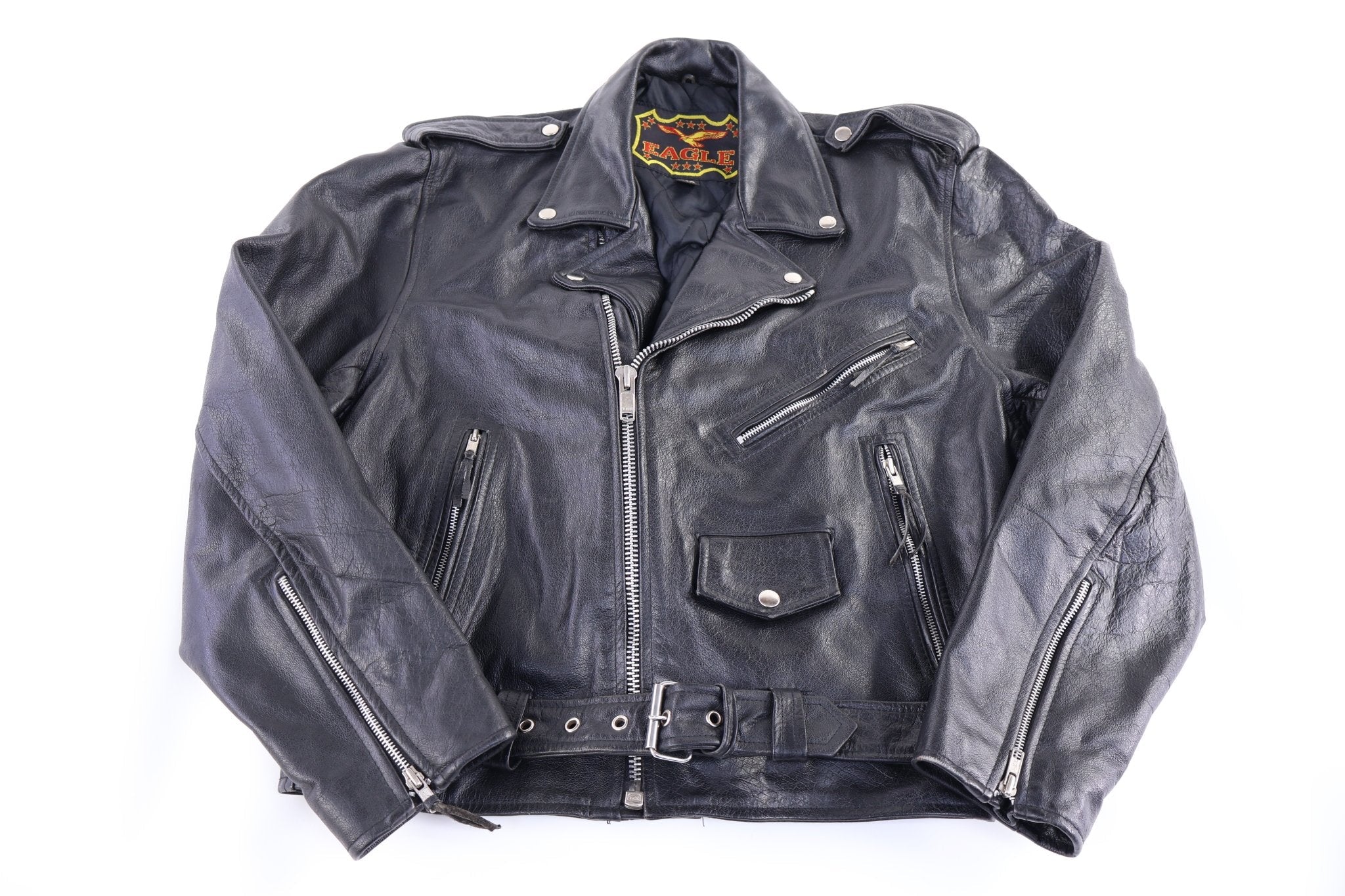 90's Eagle Black Leather Full Zip Jacket - Jacket - Thrifted Threads