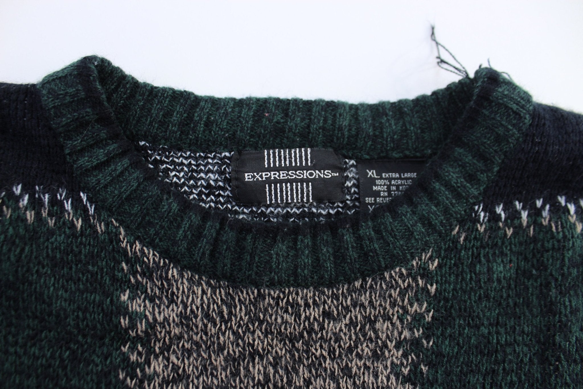 90's Expressions Geometric Patterned Sweater - ThriftedThreads.com