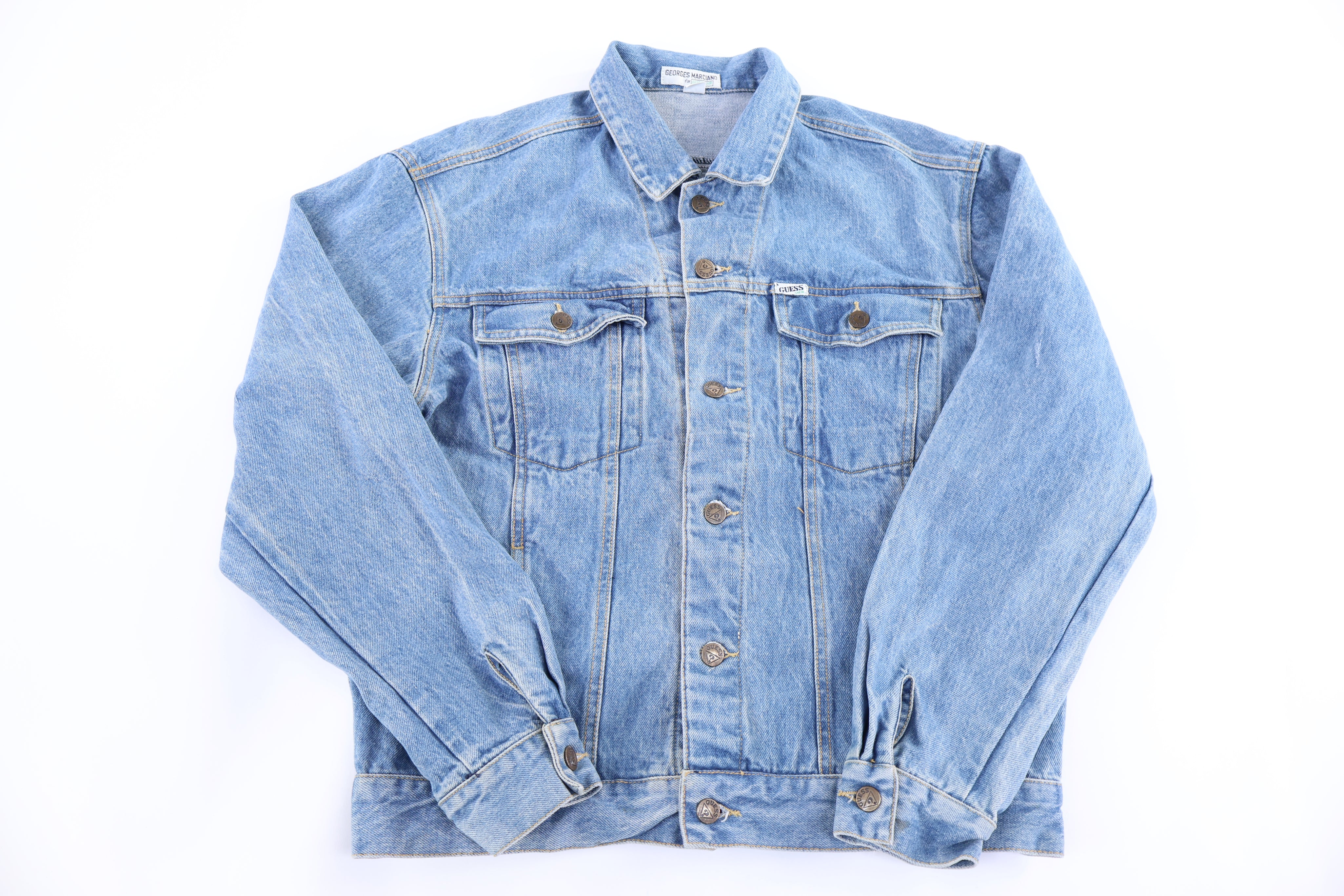 90's Georges Marciano Light Wash Denim Jacket - Jacket - Thrifted Threads