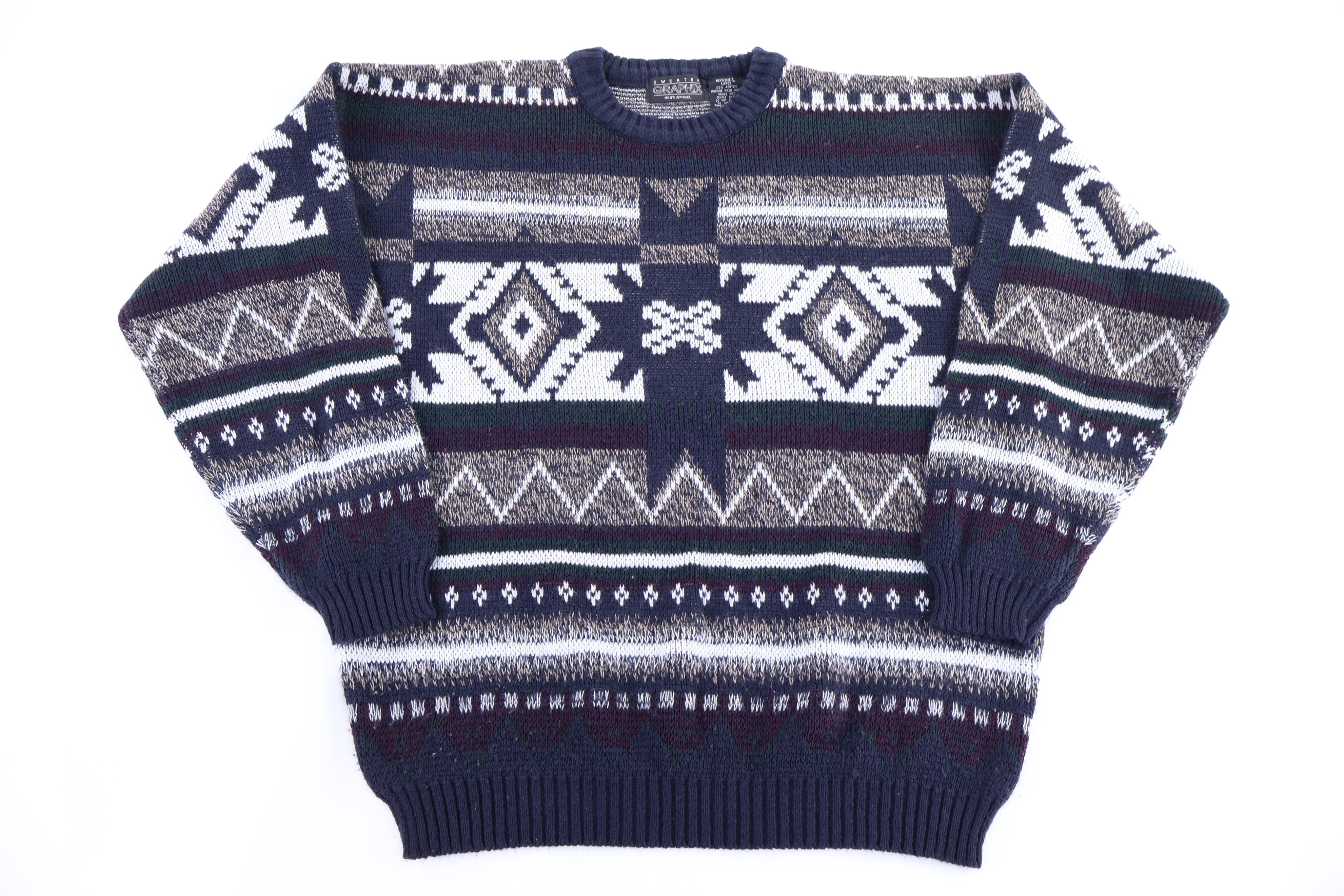 90's Graphix Multipattern Knit Sweater - Sweater - Thrifted Threads