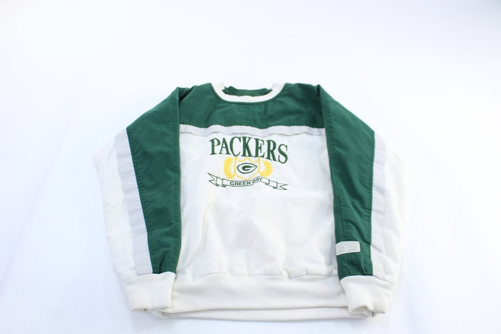 90's Green Bay Packers Embroidered Logo 7 Sweatshirt - ThriftedThreads.com