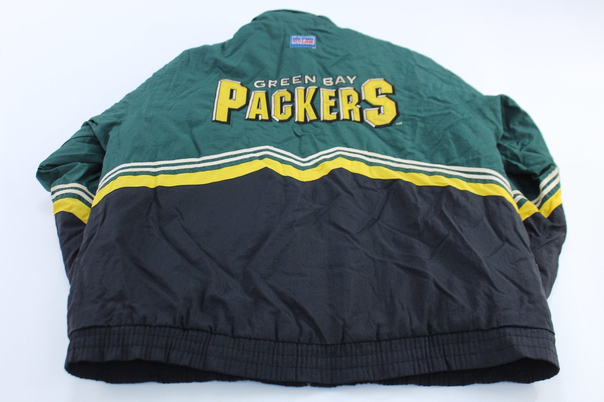90's Green Bay Packers Embroidered Logo Athletic Jacket - ThriftedThreads.com
