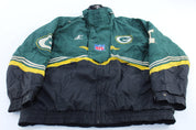 90's Green Bay Packers Embroidered Logo Athletic Jacket - ThriftedThreads.com