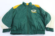 90's Green Bay Packers Embroidered Pro Player Zip Up Jacket - Jackets - Thrifted Threads