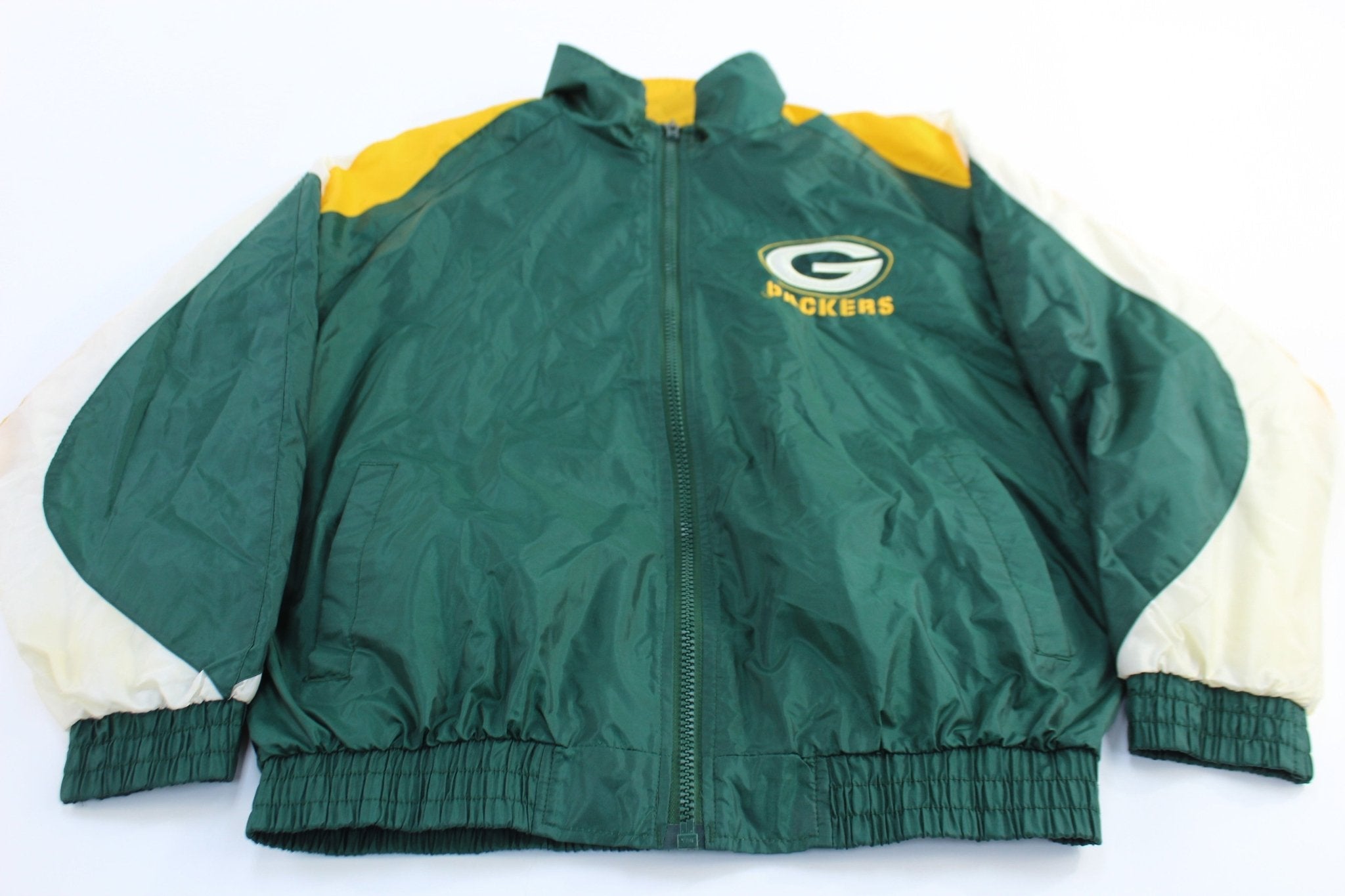 90's Green Bay Packers Embroidered Pro Player Zip Up Jacket - Jackets - Thrifted Threads