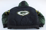 90's Green Bay Packers Embroidered Reversible Pro Player Jacket - ThriftedThreads.com