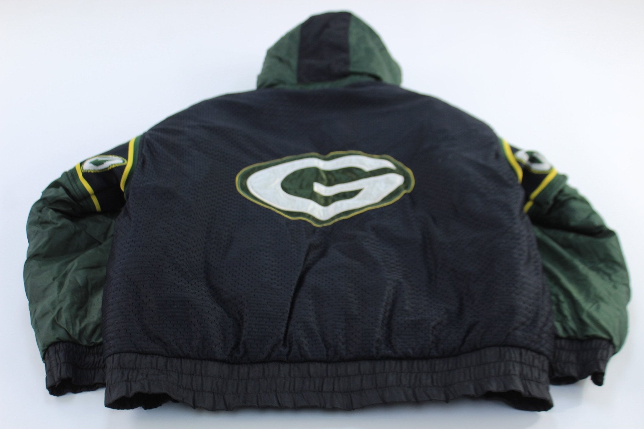90's Green Bay Packers Embroidered Reversible Pro Player Jacket - ThriftedThreads.com
