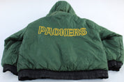 90's Green Bay Packers Embroidered Reversible Pro Player Jacket - ThriftedThreads.com