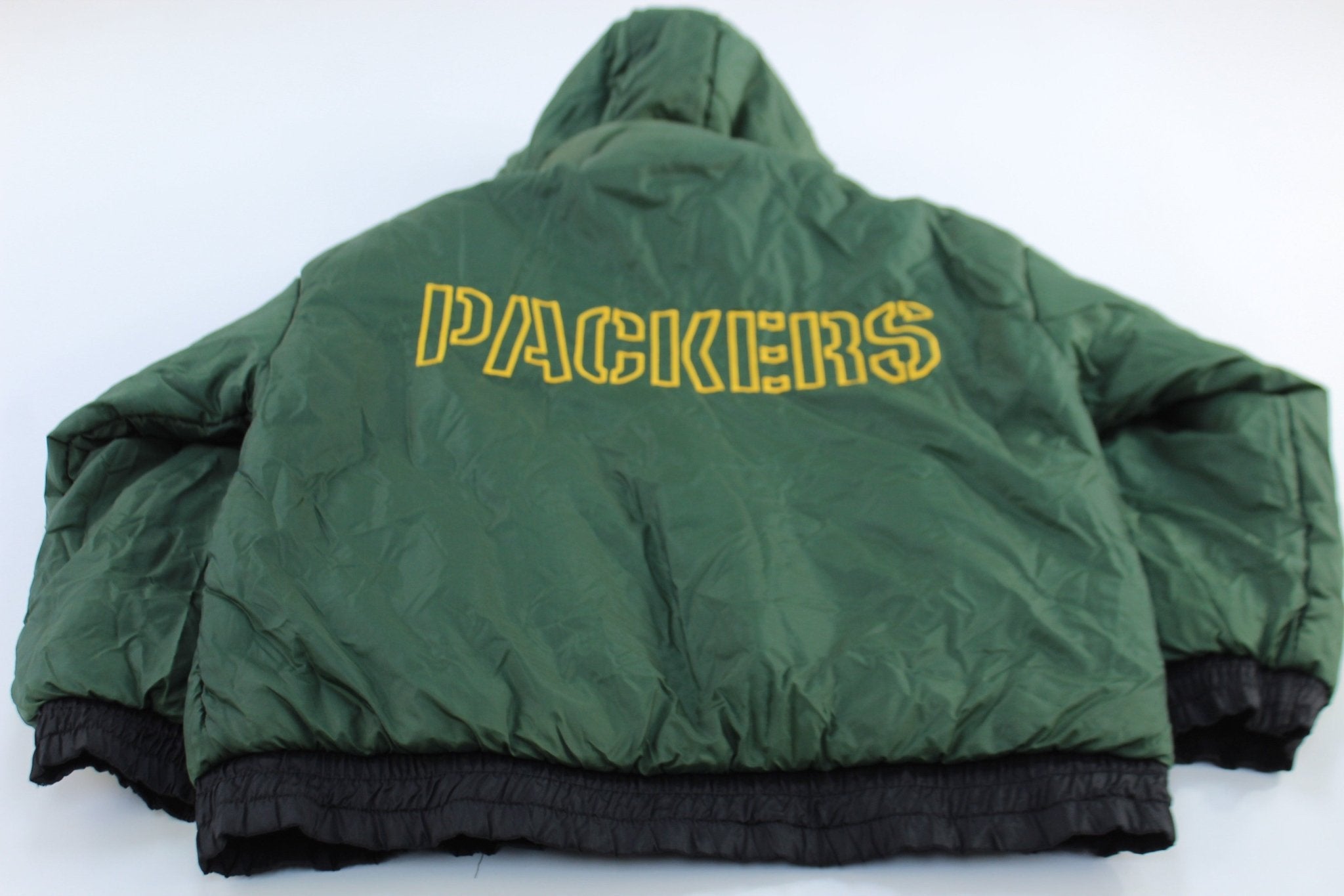 90's Green Bay Packers Embroidered Reversible Pro Player Jacket - ThriftedThreads.com