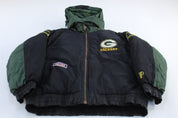 90's Green Bay Packers Embroidered Reversible Pro Player Jacket - ThriftedThreads.com